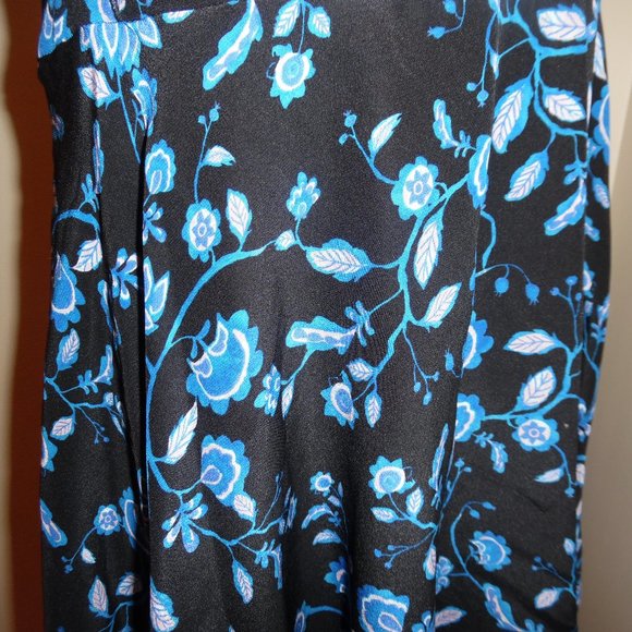 Rebecca Taylor Kyoto Silk Ruffle Floral Blue Cocktail A-line Summer Blue Dress 6 - Picture 6 of 11